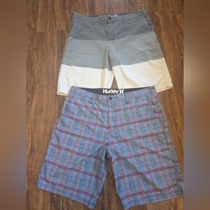 Hurley Gray and White Men's Shorts